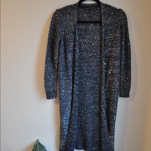 Sequined Navy Blue Cardigan